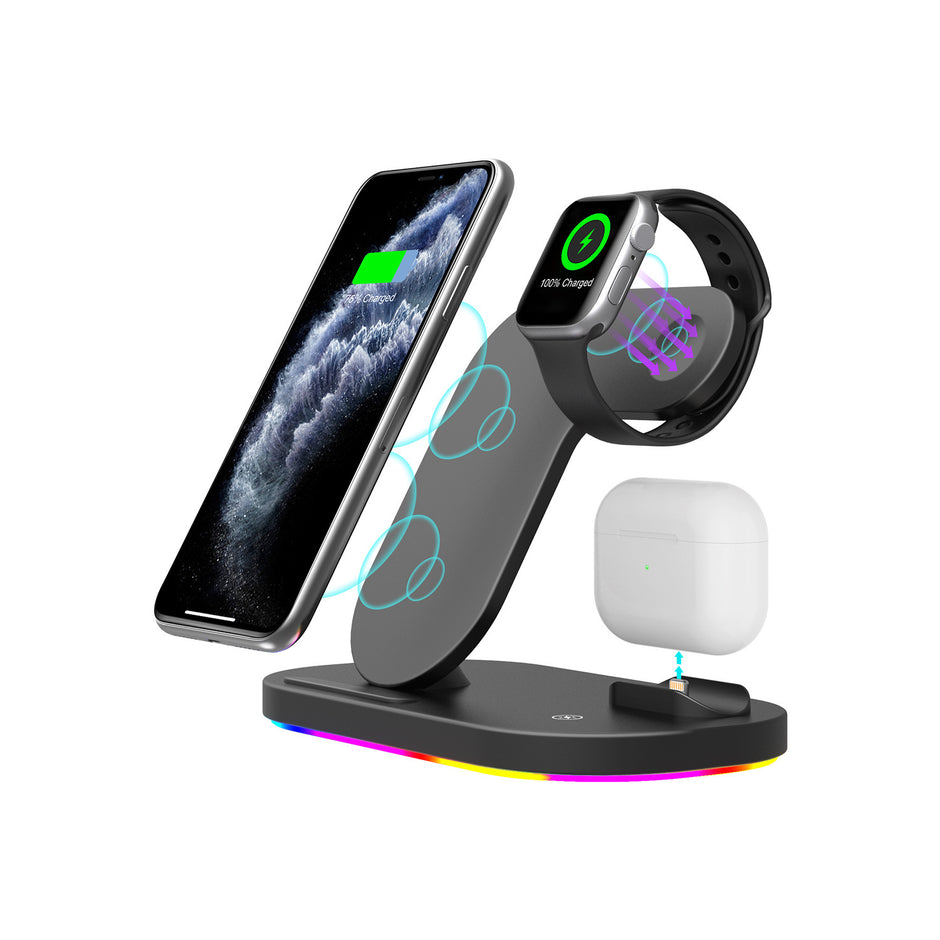 Station de Charge 3-en-1 Sans Fil 15W pour iPhone, AirPods, Apple Watch – Compatible Apple