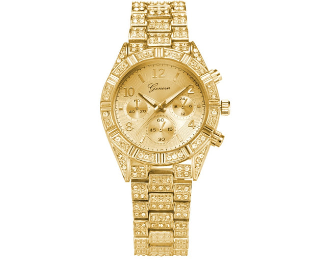 Montre-bracelet analogique à quartz pour femme, en acier inoxydable, tendance, de luxe, de sport, de Genève